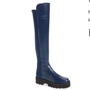 Stuart Weitzman 5050 over the knees navy leather boots